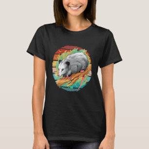 Camiseta Vintage retro sunset adorável gambá selvagem numa