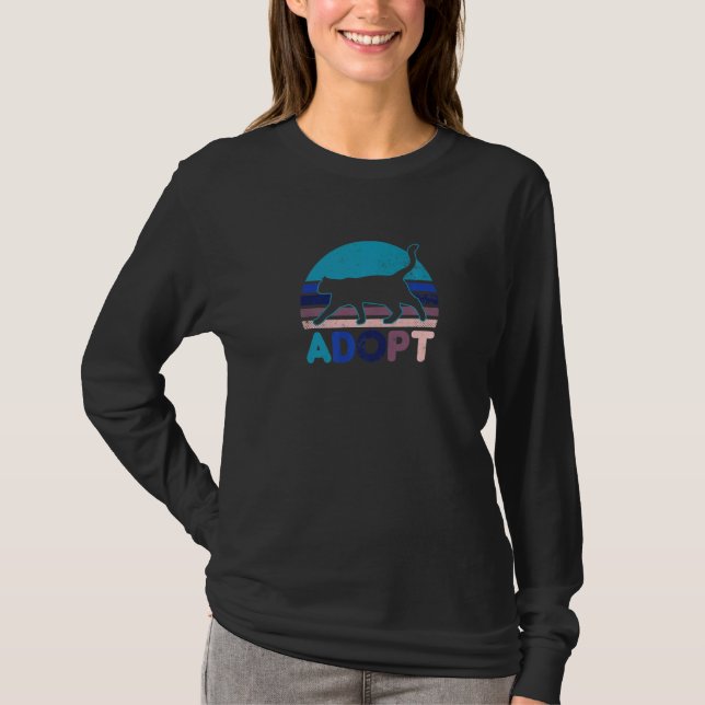 Camiseta Vintage Retro Sunset Adote Cat Adoção (Frente)