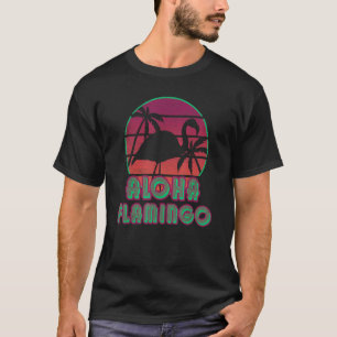 Camiseta Vintage Retro Sunset Aloha Flamingo Shirt Pink Pal