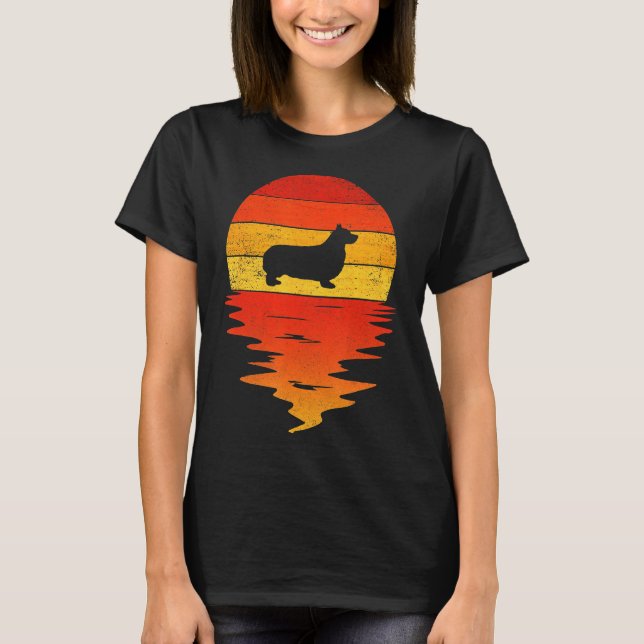 Camiseta Vintage Retro Sunset Corgi (Frente)