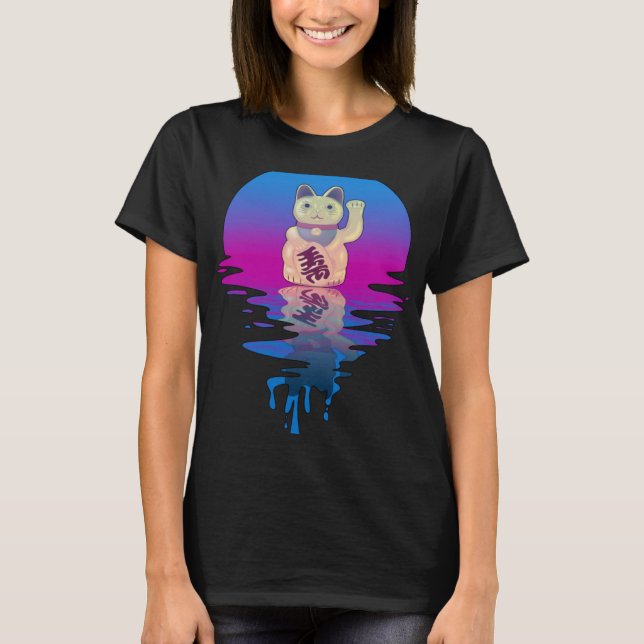 Camiseta Vintage Retro Sunset Lucky Cat (Frente)