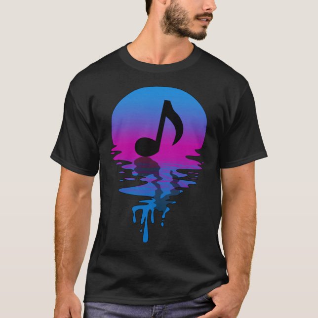 Camiseta Vintage Retro Sunset Music Nota (Frente)