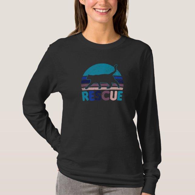 Camiseta Vintage Retro Sunset Rescution Cat Adoção (Frente)