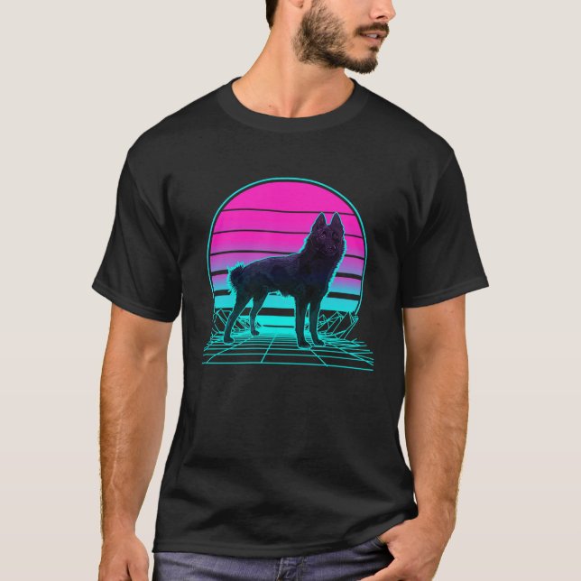 Camiseta Vintage Retro Sunset Schipperke (Frente)