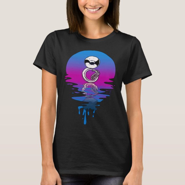 Camiseta Vintage Retro Sunset Sousaphone Tuba (Frente)