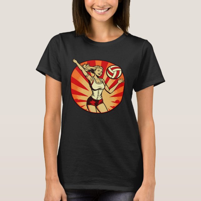 Camiseta Vintage Retro Sunset Volleyball Player (Frente)