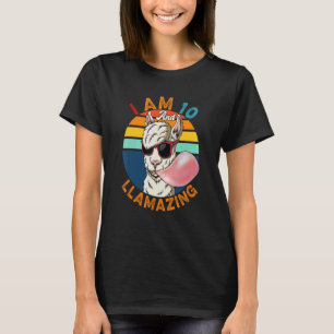 Camiseta Vintage Retro, tenho 10 anos e Llaming Lama Sungla