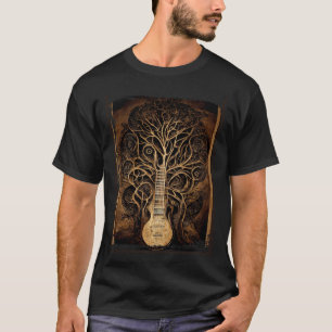 Camiseta Vintage Retro Tree of Life Guitar