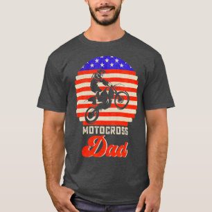 Camiseta Vintage Retro USA Flag Proud Motocross Dirt Bike