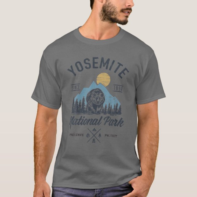 Camiseta Vintage Retro Yosemite National Park Hiking (Frente)