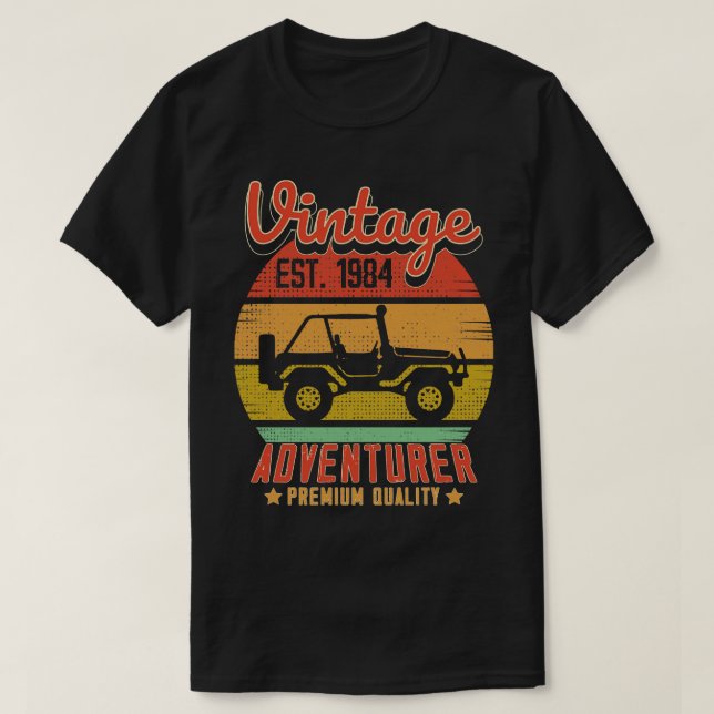 Camiseta Vintage RetroAdventurer Est 1984 Aniversário Gift (Frente do Design)