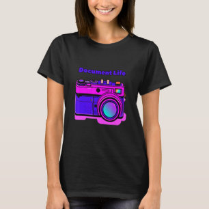 Camiseta Vintage retrógrado com fotografia da câmera de vid