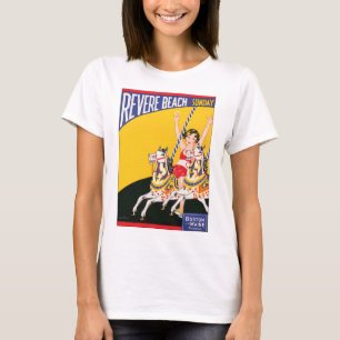 Camiseta Vintage Revere Beach Carousel Poster Nostalgic Pat