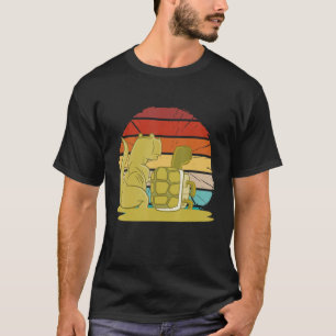Camiseta Vintage Rex & Turtle Friends Retro Sunset Dino