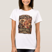 Camiseta Vintage Rock and Roll Feminina Hot Rod Dr