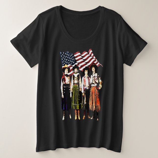 Camiseta Vintage Rodeo American Cowgirl (Frente do Design)
