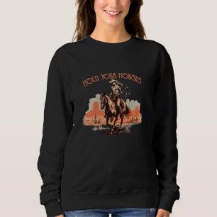 Camiseta Vintage Rodeo Cowboy Segura Seus Cavalos Horseback