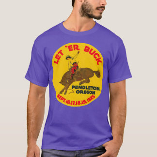 Camiseta Vintage Rodeo Let Er Buck Pendleton Oregon 1925