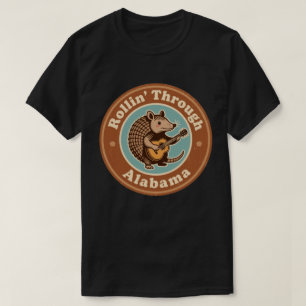 Camiseta Vintage Rollin Através Do Alabama Armadillo Funny