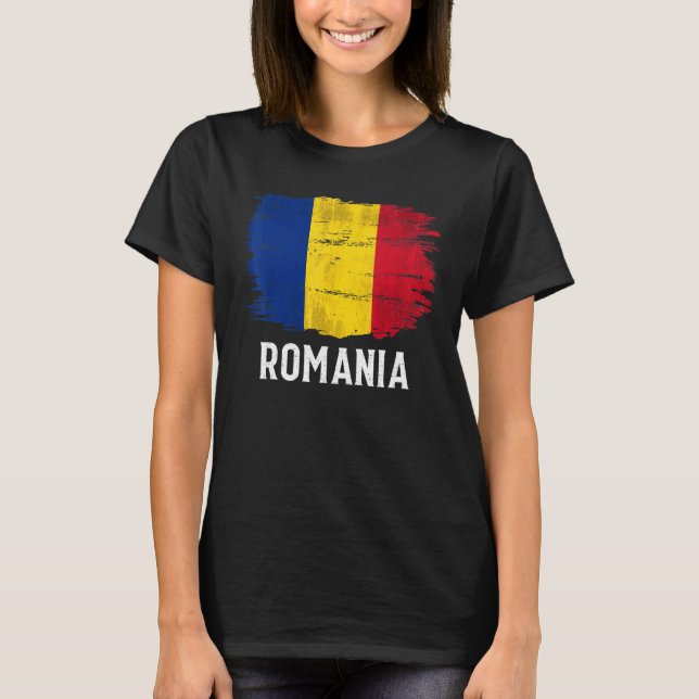 Camiseta Vintage Romênia Flag Para Romeno (Frente)