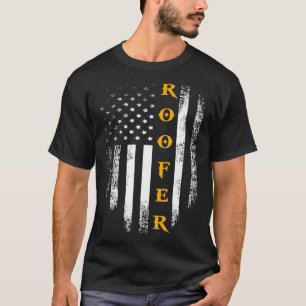 Camiseta Vintage Roofer Com Bandeira Americana Para Telhado