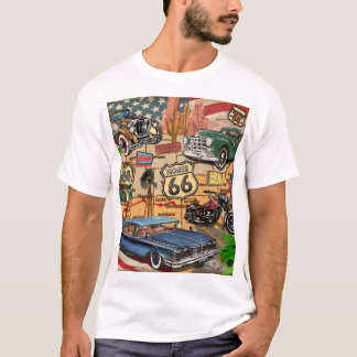 Camiseta Vintage Route 66, poster nostálgico.