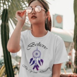 Camiseta Vintage roxo DreamCatcher Acredite no seu sonho