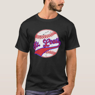 Camiseta Vintage Rua Louis Cityscape Baseball Para Mulheres