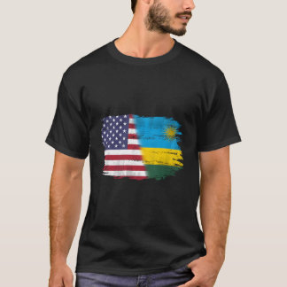 Camiseta Vintage Rwanda E American Com Bandeira Para Ruanda