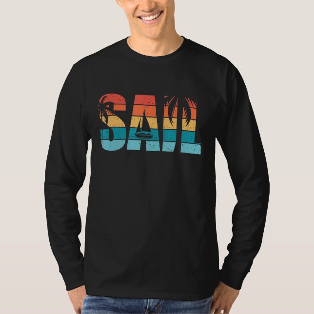 Camiseta Vintage Sail Retro Sunset Sailboat (Frente)