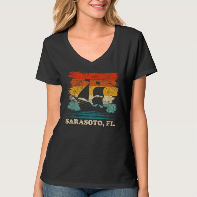 Camiseta Vintage Sailing Vacation Sarasota Florida Boating  (Frente)
