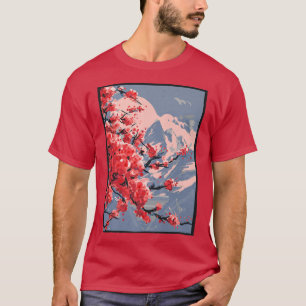 Camiseta Vintage Sakura Cherry Blossom Asiático Arte Gráfic