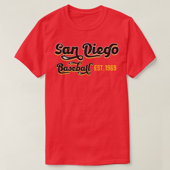Camiseta Vintage San Diego Baseball Est1969 Baseball Lover (Frente do Design)