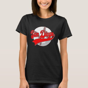 Camiseta Vintage San Diego Cityscape Baseball Para Mulheres