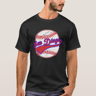 Camiseta Vintage San Diego Cityscape Baseball Para Mulheres