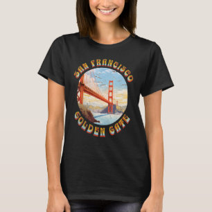 Camiseta Vintage San Francisco Ouro Gate Bridge Blue Sky