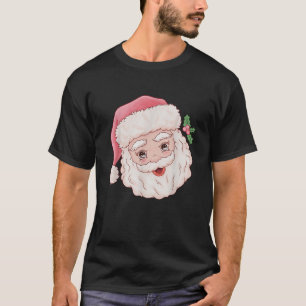 Camiseta Vintage Santa Claus Natal Rosa Noel Hat Retro
