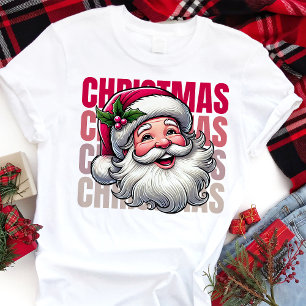 Camiseta Vintage Santa Claus Typografia de Natal