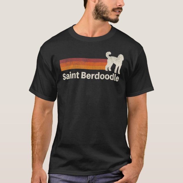 Camiseta Vintage Santo Berdoodle Retro Mãe Pai Cão (Frente)
