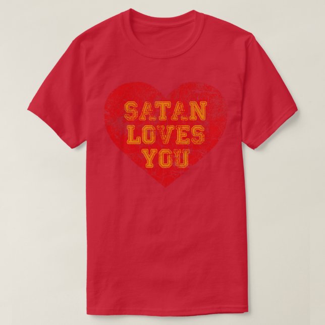 Camiseta Vintage Satã Te Ama Engraçado (Frente do Design)