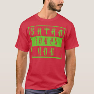 Camiseta Vintage Satã Te Ama Ofensiva Dizendo Neon Gree