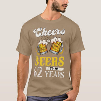 Camiseta Vintage Saúde E Cervejas Ao Meu Aniversário De 62 