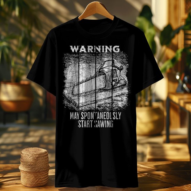 Camiseta Vintage Saw - Aviso Pode Iniciar Espontaneamente O (Criador carregado)