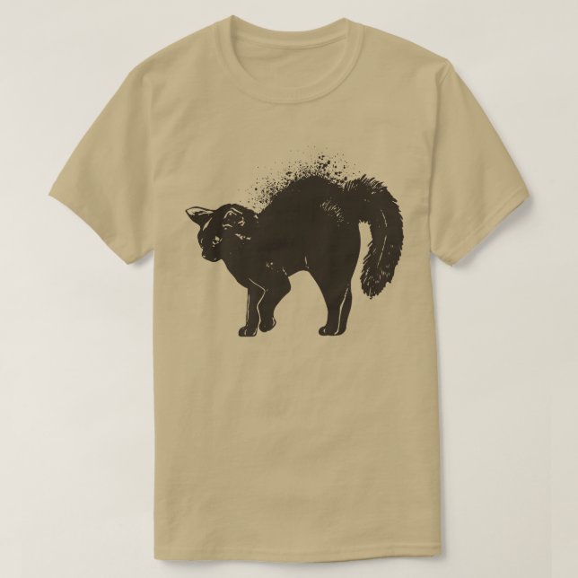 Camiseta Vintage Scary Halloween Black Cat (Frente do Design)
