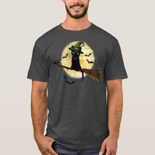 Camiseta Vintage Scary Halloween Black Cat Costume Bruxa Br