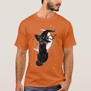 Camiseta Vintage Scary Halloween Black Cat Costume Bruxa Br