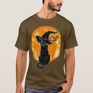 Camiseta Vintage Scary Halloween Black Cat Costume Bruxa Br