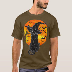 Camiseta Vintage Scary Halloween Black Cat Costume Bruxa Br