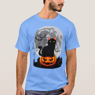 Camiseta Vintage Scary Halloween Black Cat Costume Bruxa Br
