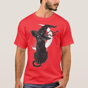 Camiseta Vintage Scary Halloween Black Cat Costume Witch Ha